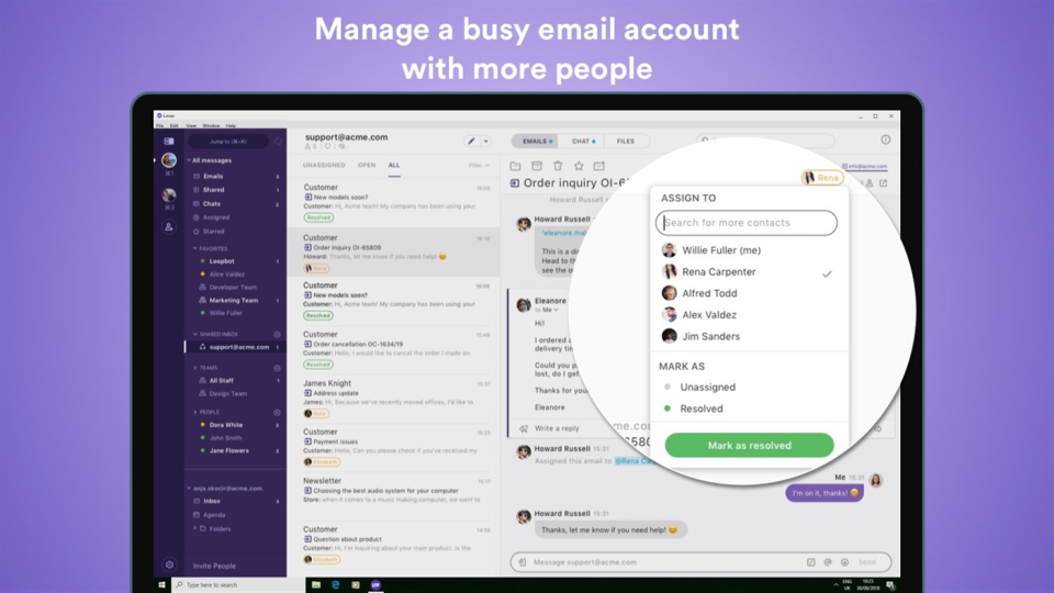 screenshot of Loop Email